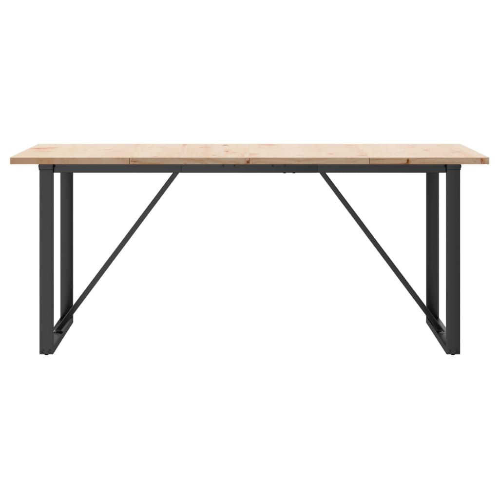 Blagovaonski stol O-oblika 180x90x75,5 cm od borovine i čelik