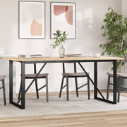 Blagovaonski stol O-oblika 180x90x75,5 cm od borovine i čelik