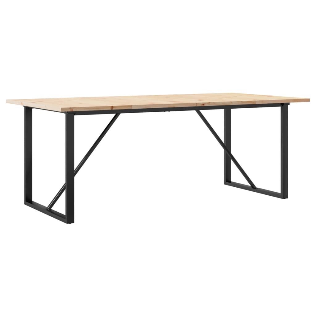 Blagovaonski stol O-oblika 200x100x75,5cm od borovine i čelik