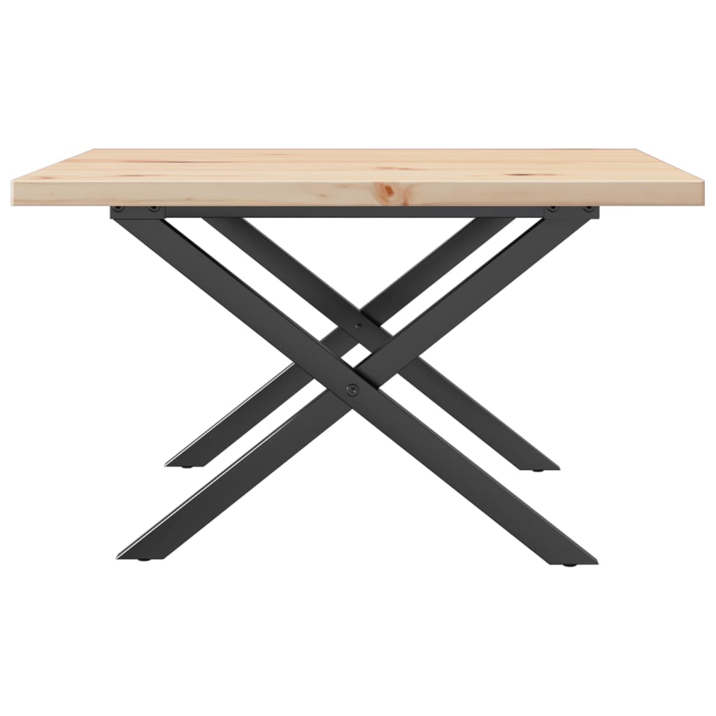Stolić za kavu X-oblika 60x60x40,5 cm od borovine i čelik