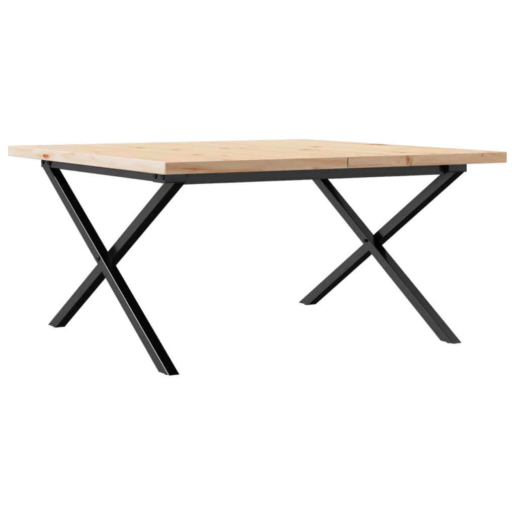 Stolić za kavu X-oblika 80x80x45,5 cm od borovine i čelik