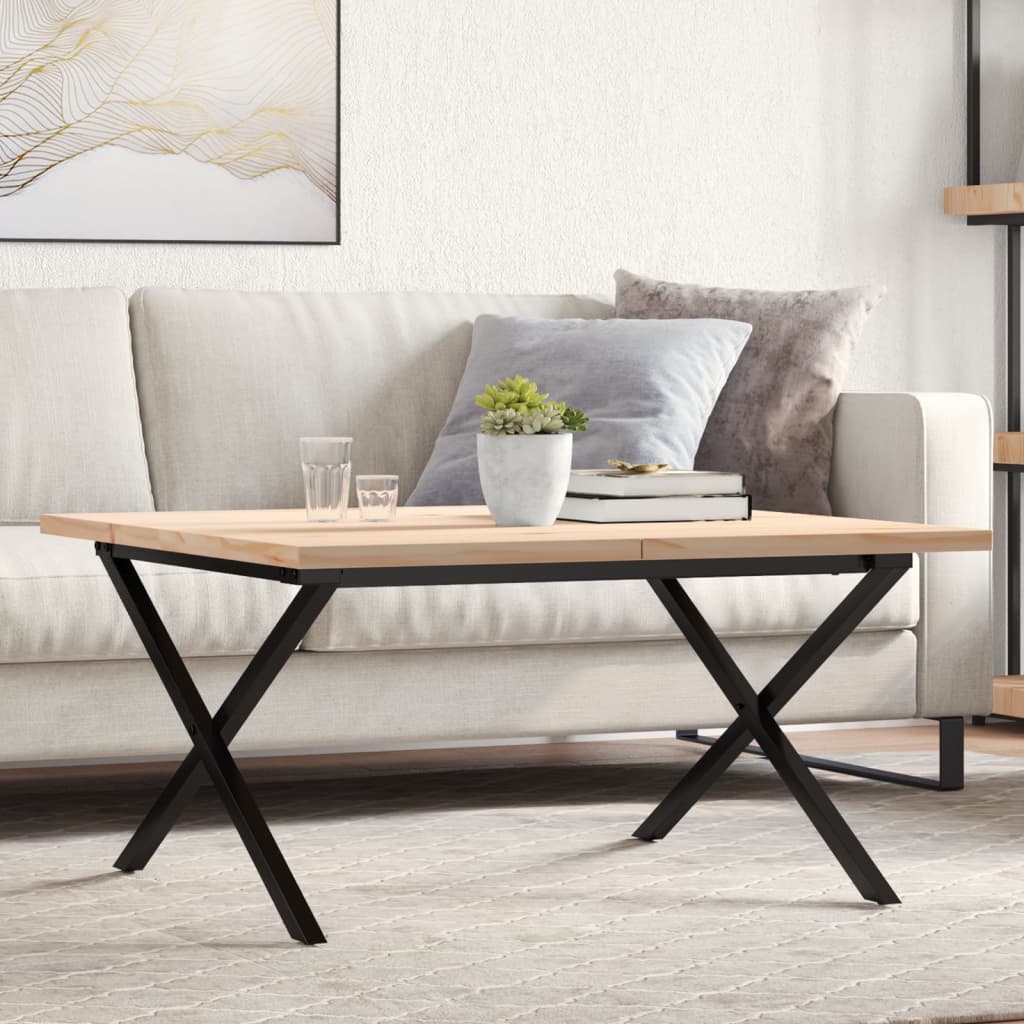 Stolić za kavu X-oblika 80x80x45,5 cm od borovine i čelik