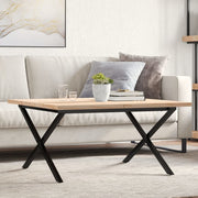 Stolić za kavu X-oblika 80x80x45,5 cm od borovine i čelik