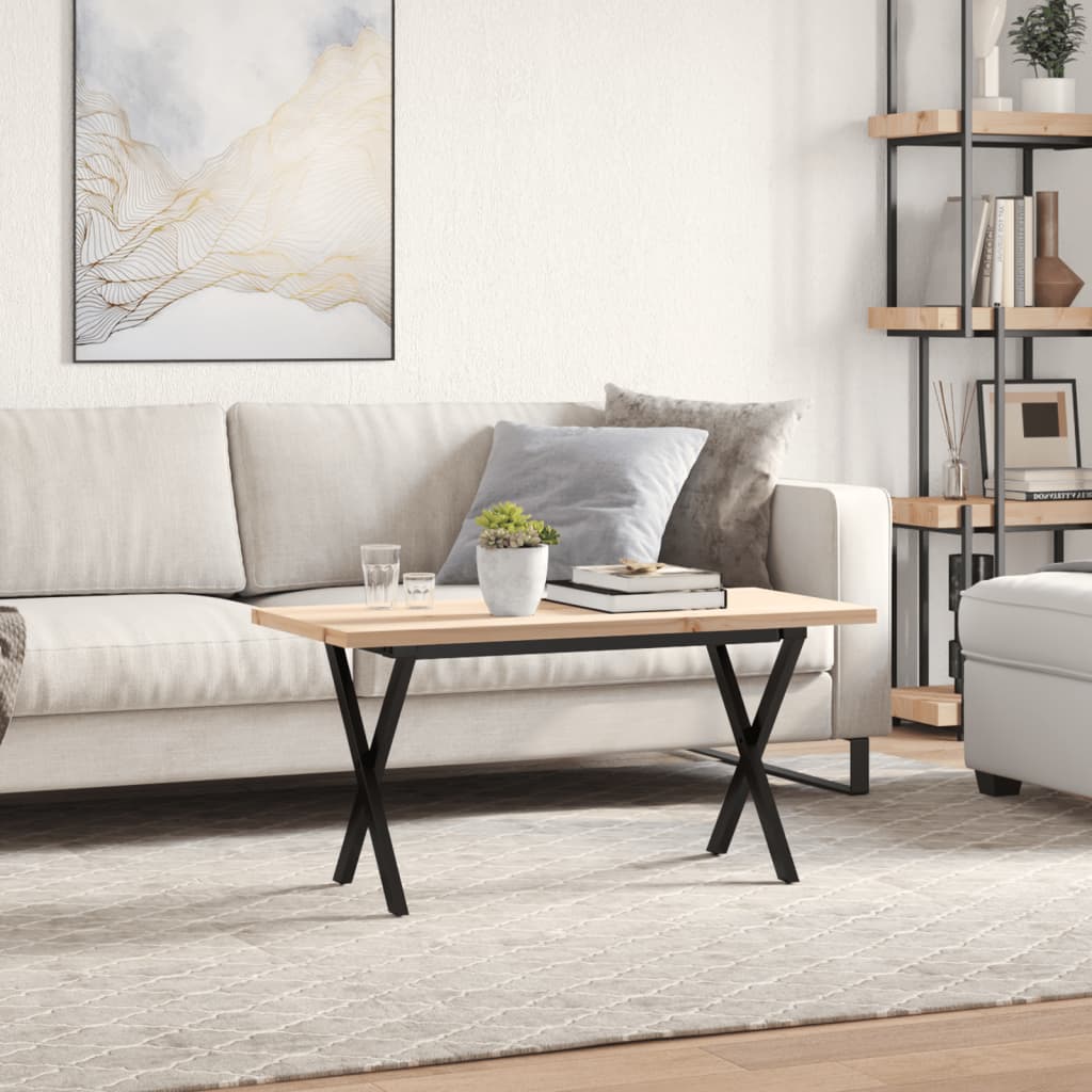 Stolić za kavu X-oblika 90x40x45,5 cm od borovine i čelik