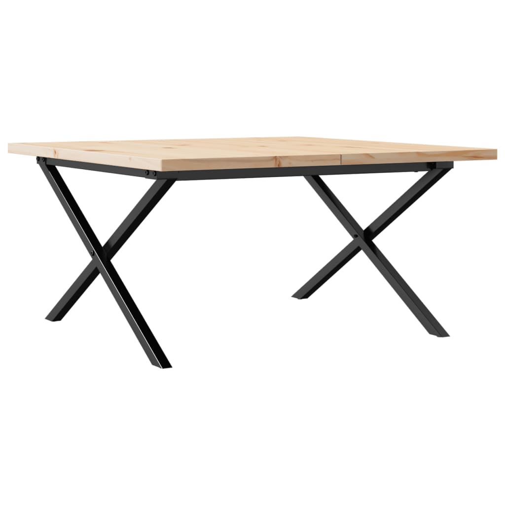 Stolić za kavu X-oblika 90x90x45,5 cm od borovine i čelik