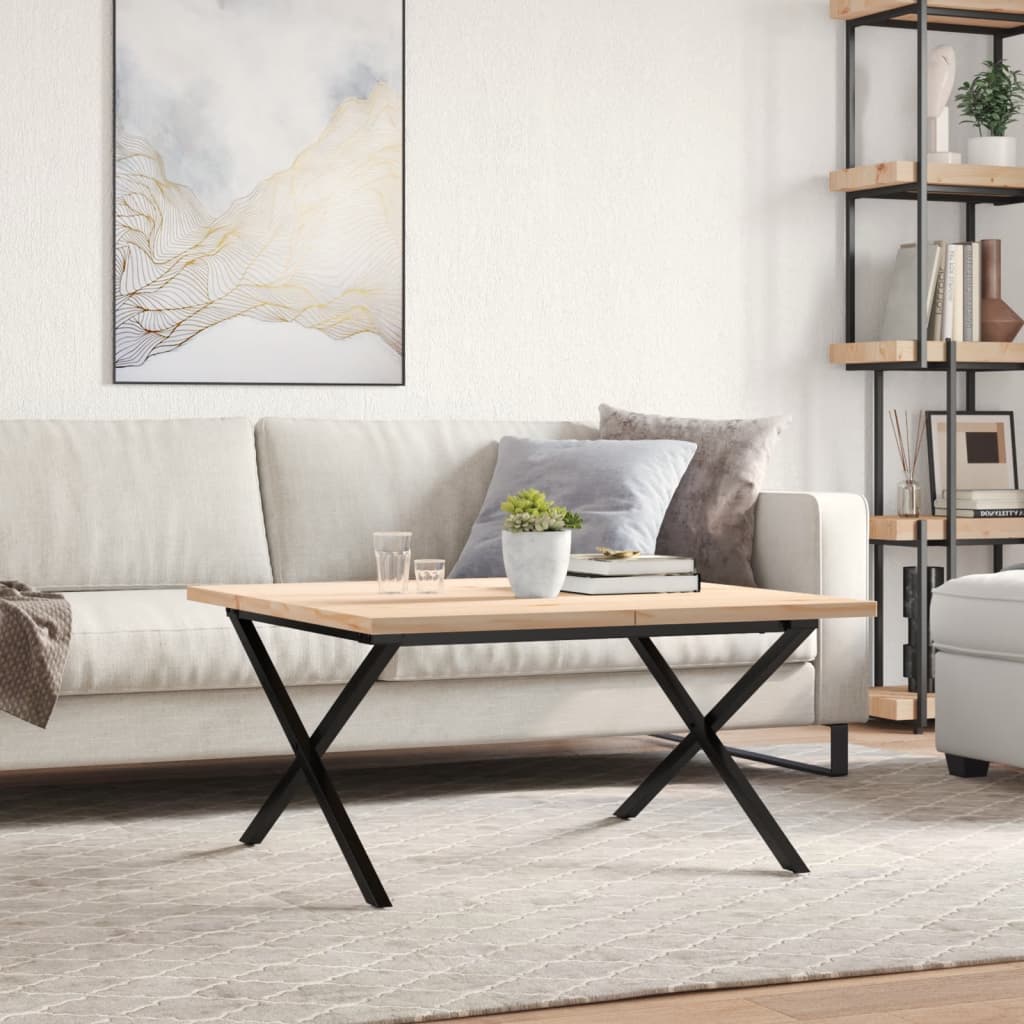 Stolić za kavu X-oblika 90x90x45,5 cm od borovine i čelik