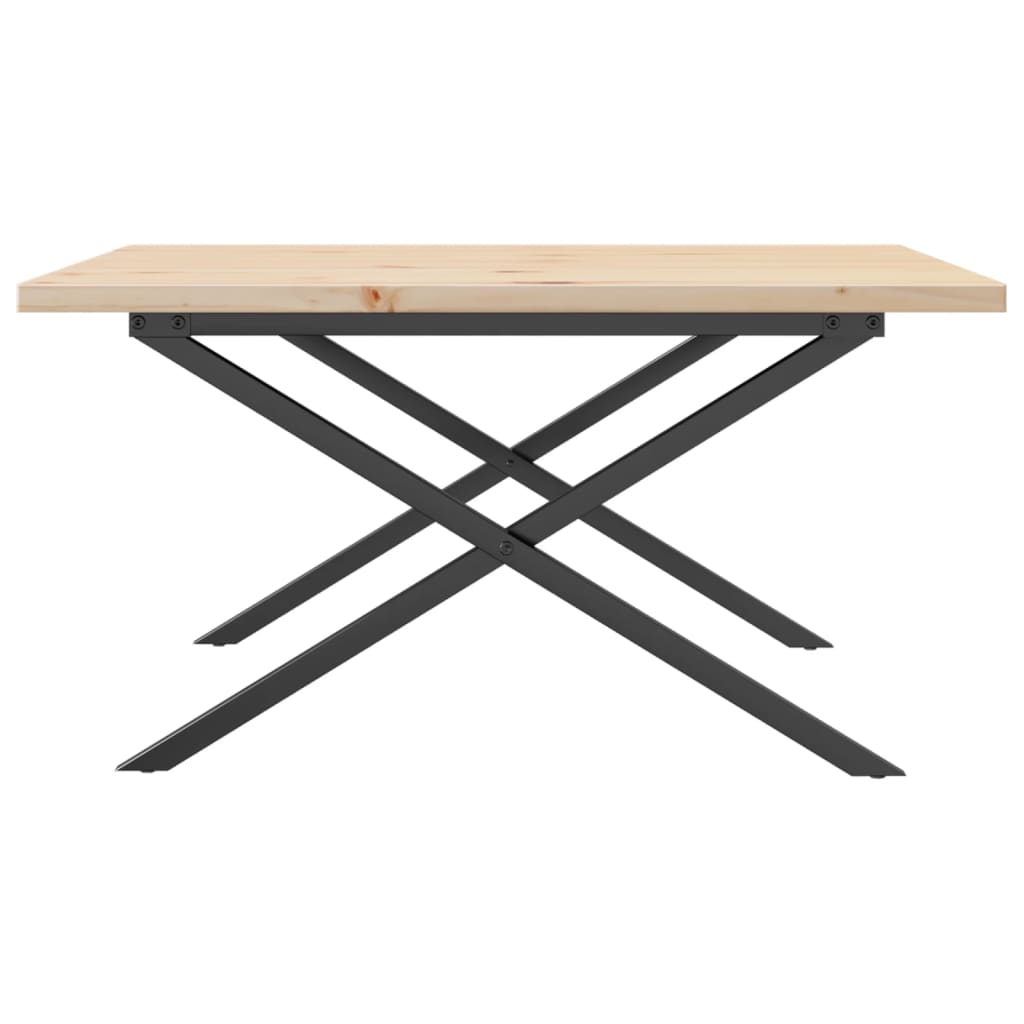 Stolić za kavu X-oblika 90x90x45,5 cm od borovine i čelik
