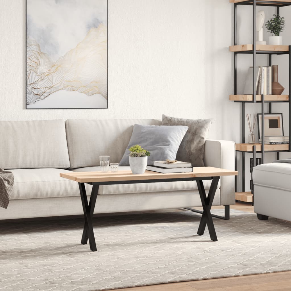 Stolić za kavu X-oblika 110x40x45,5 cm od borovine i čelik