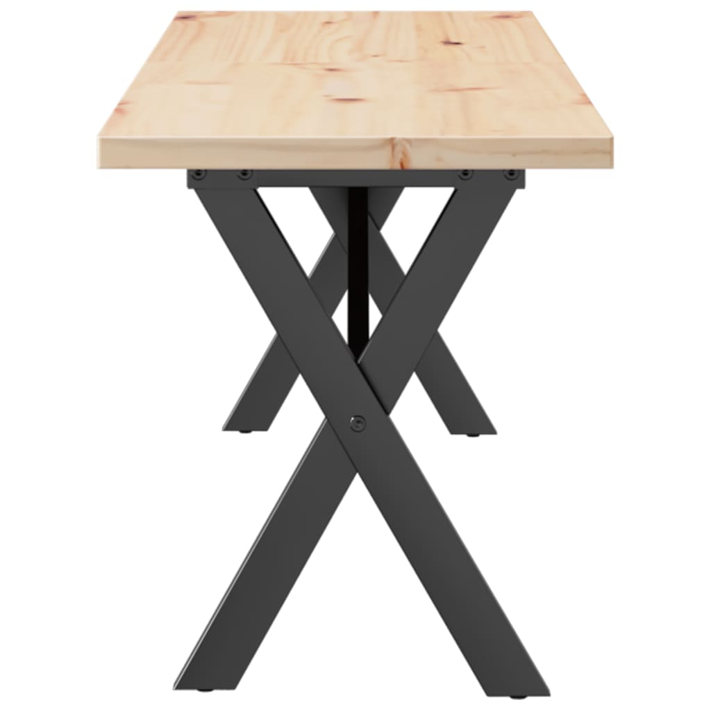 Stolić za kavu X-oblika 160x40x45,5 cm od borovine i čelik