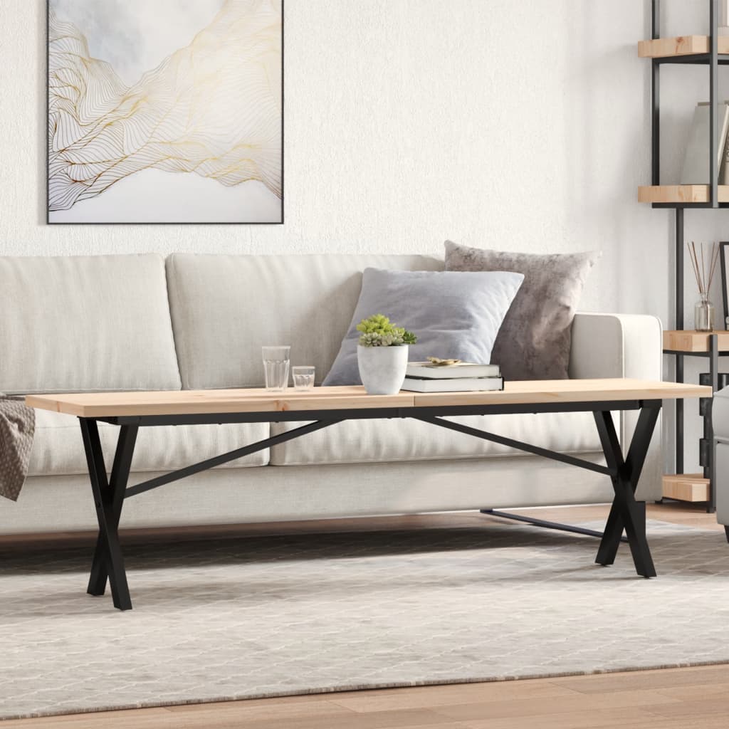 Stolić za kavu X-oblika 160x40x45,5 cm od borovine i čelik