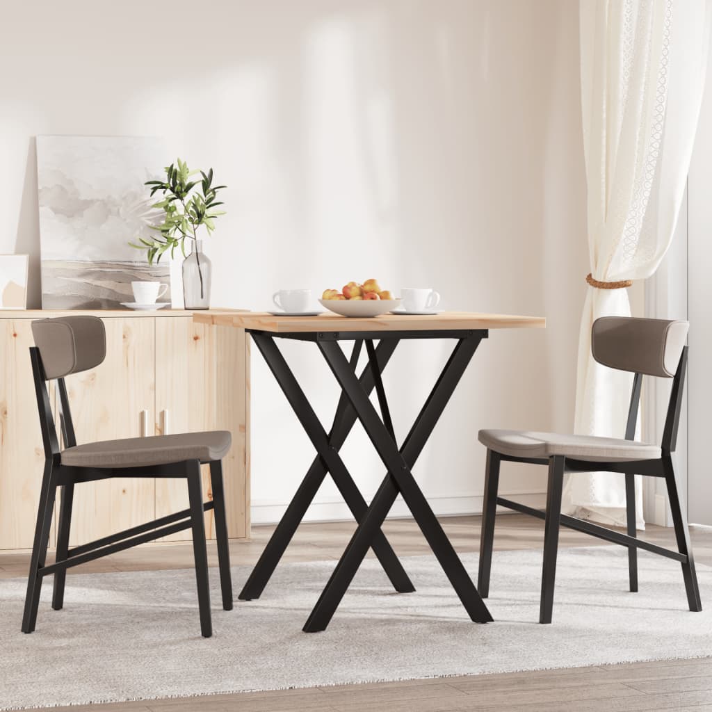 Blagovaonski stol X-oblika 60x60x75,5 cm od borovine i čelik