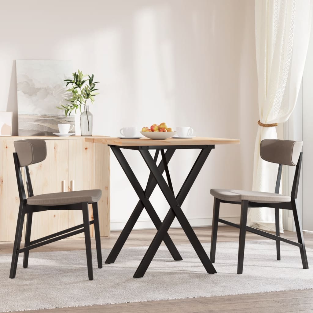 Blagovaonski stol X-oblika 70x70x75,5 cm od borovine i čelik