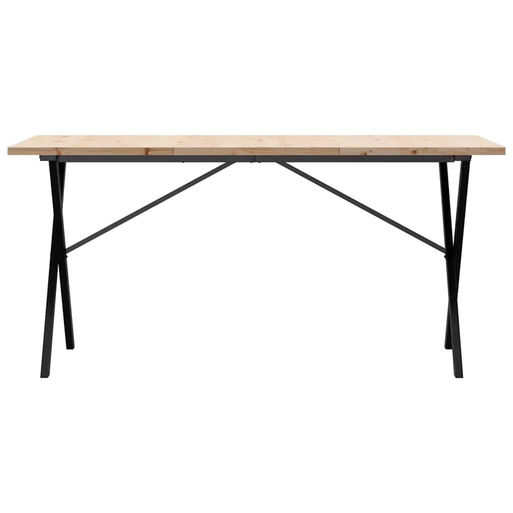 Blagovaonski stol X-oblika 140x80x75,5 cm od borovine i čelik