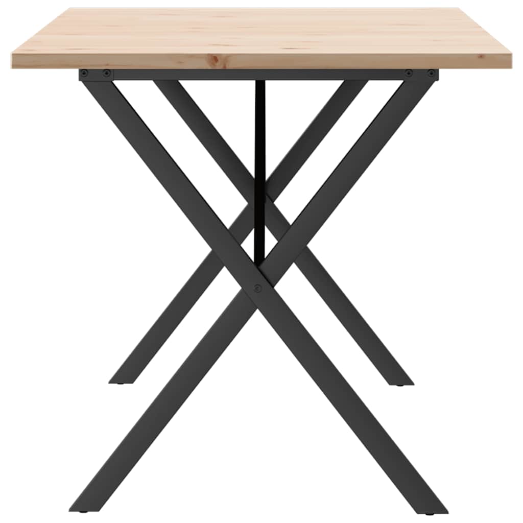 Blagovaonski stol X-oblika 140x80x75,5 cm od borovine i čelik