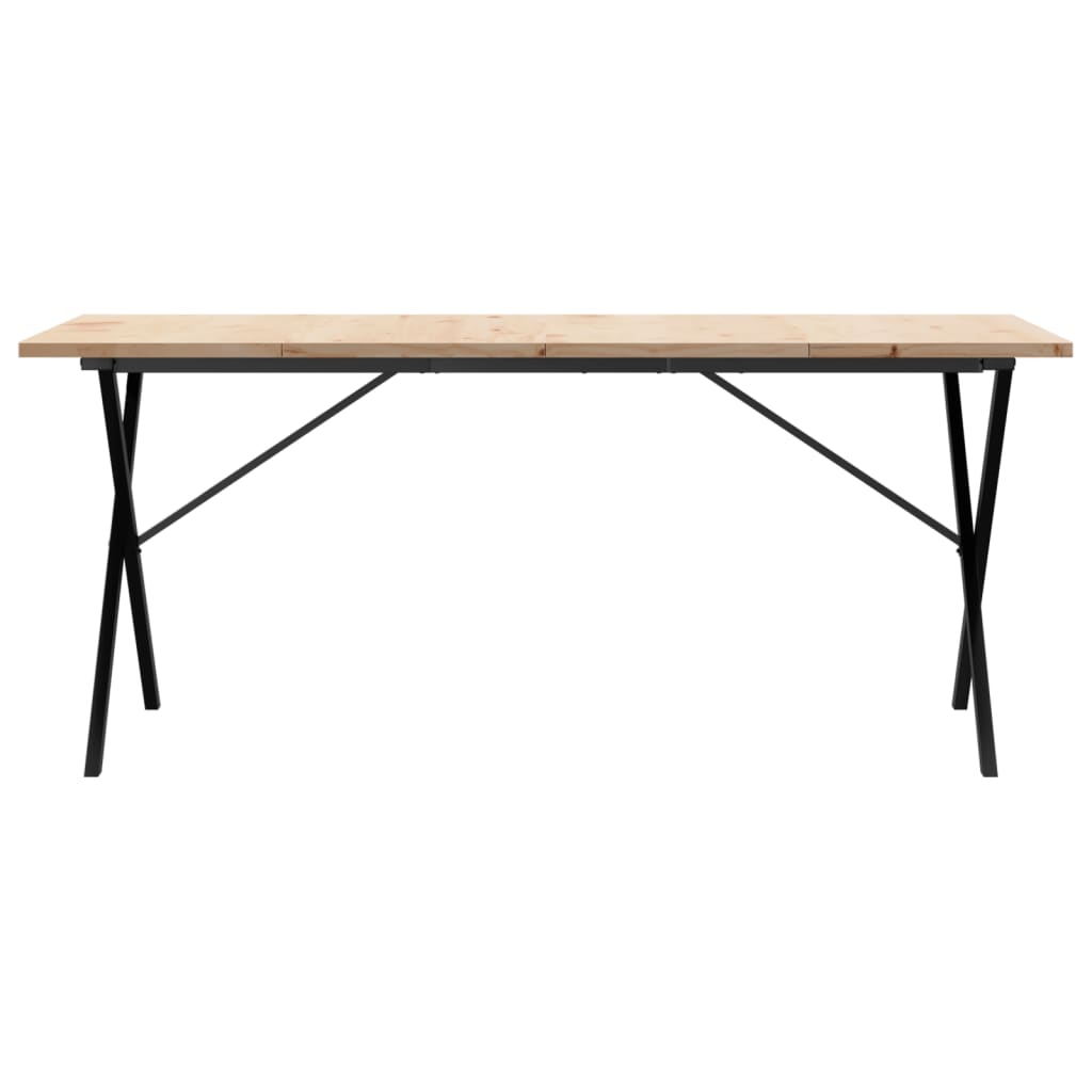 Blagovaonski stol X-oblika 180x90x75,5 cm od borovine i čelik