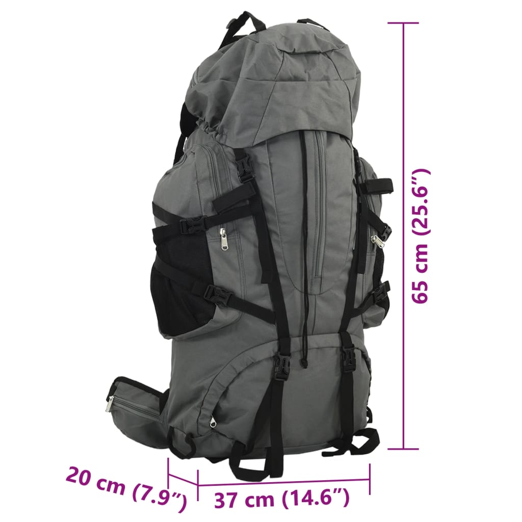Ruksak za planinarenje sivi 60 L od tkanine Oxford