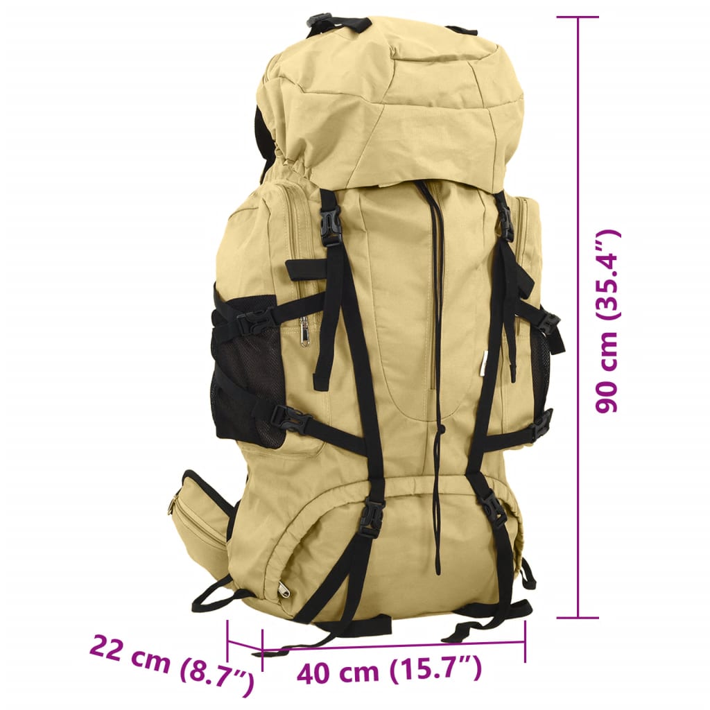Ruksak za planinarenje svijetla kaki 100 L od tkanine Oxford