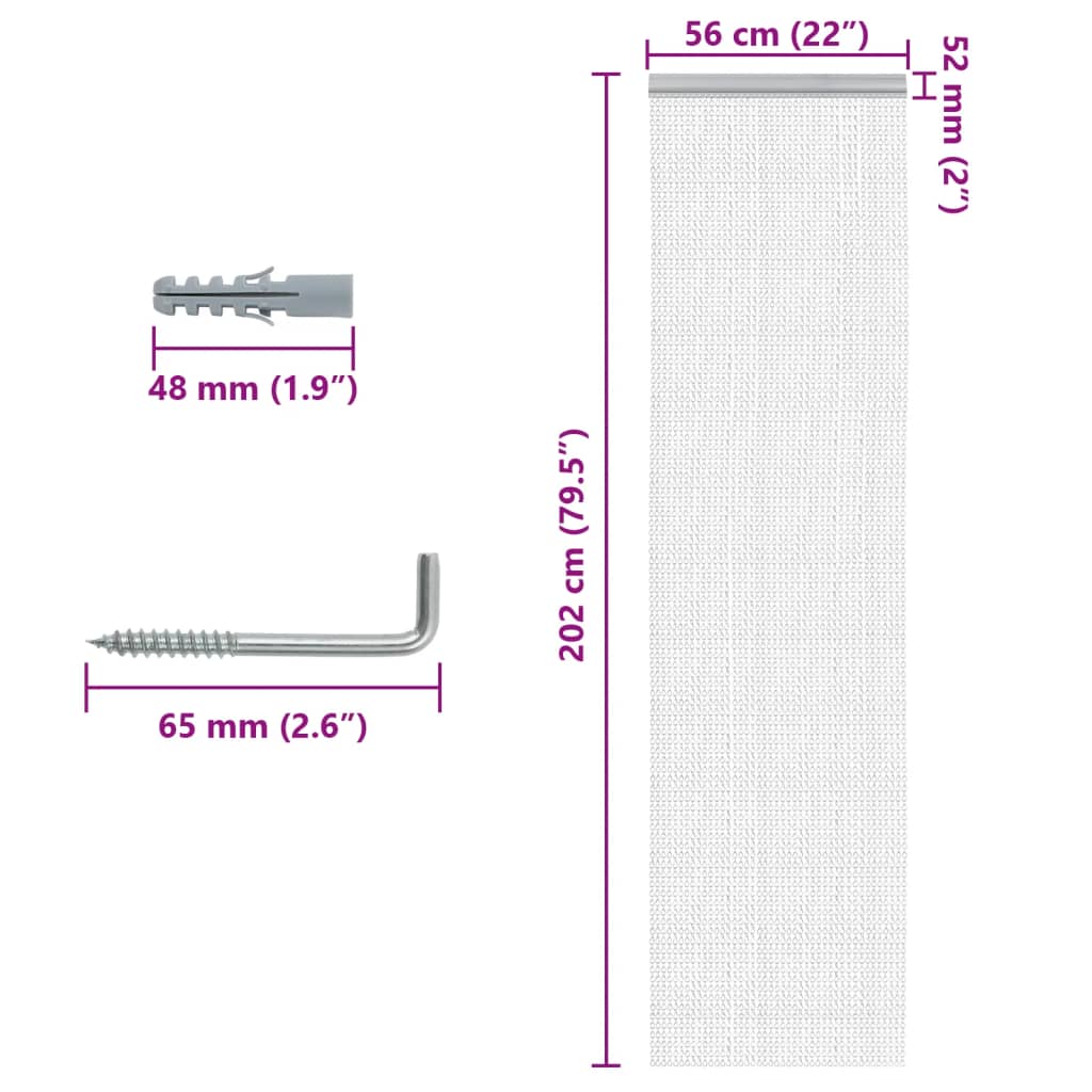 Lančani zastor za zaštitu od muha 56 x 202 cm aluminijski
