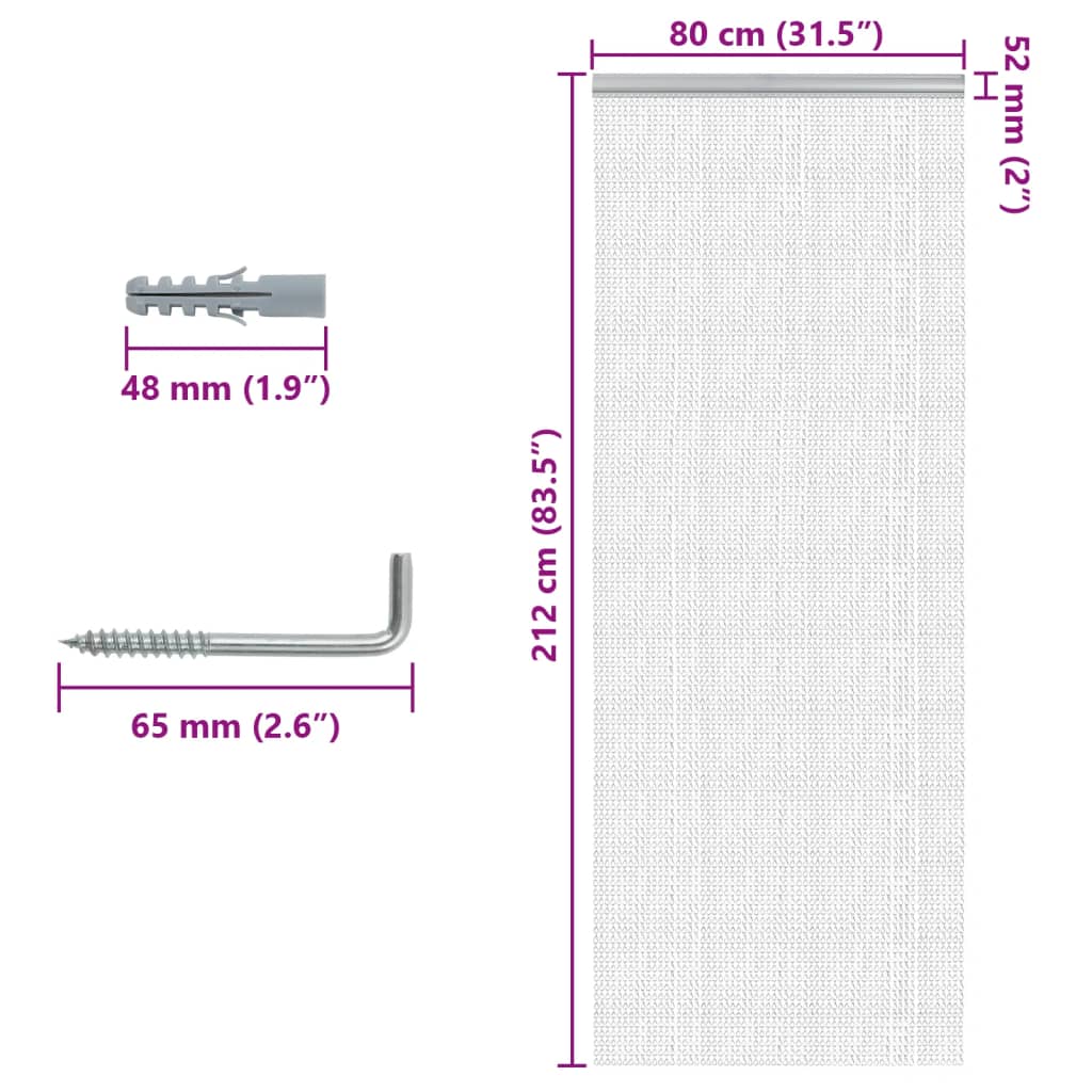 Lančani zastor za zaštitu od muha 80 x 212 cm aluminijski