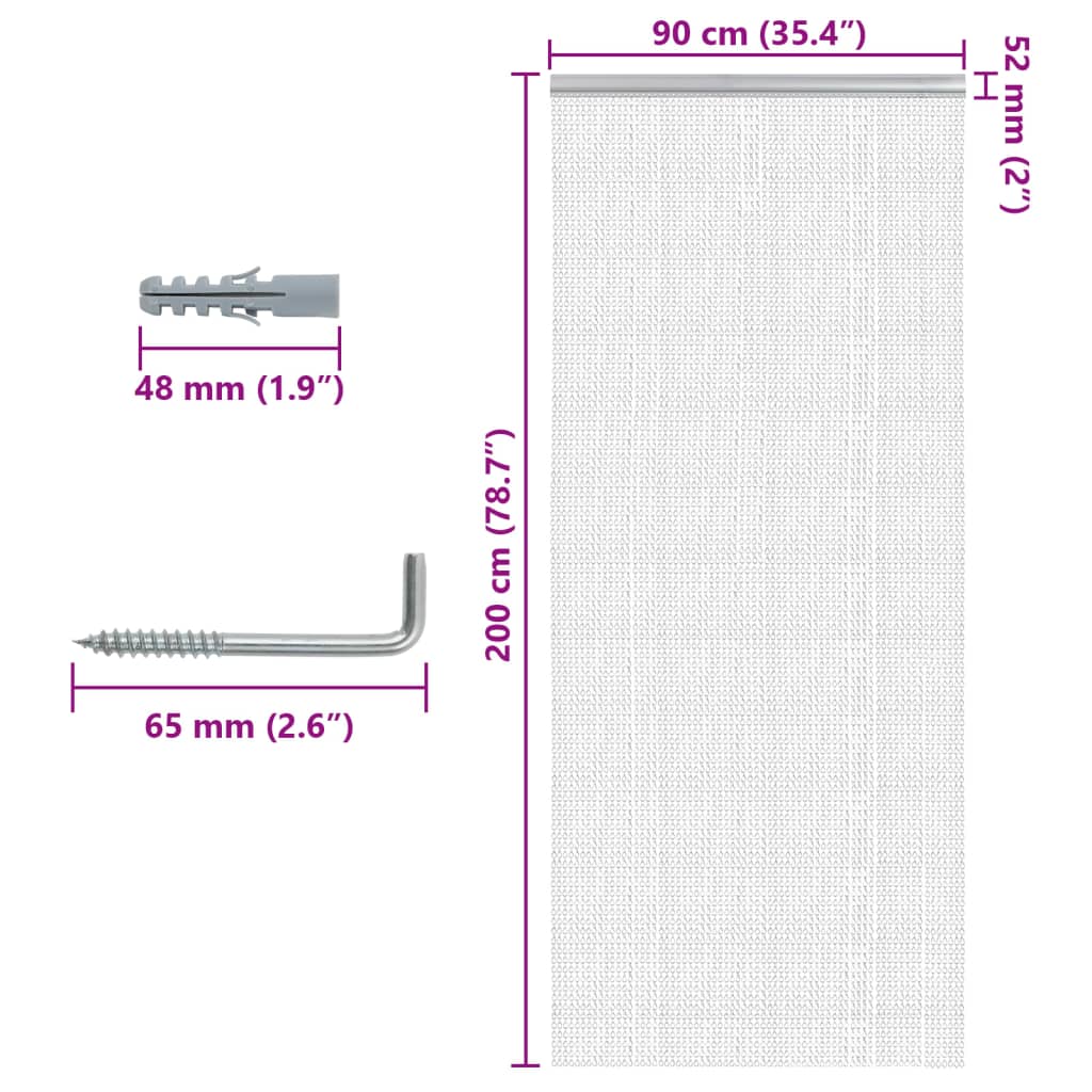 Lančani zastor za zaštitu od muha 90 x 200 cm aluminijski