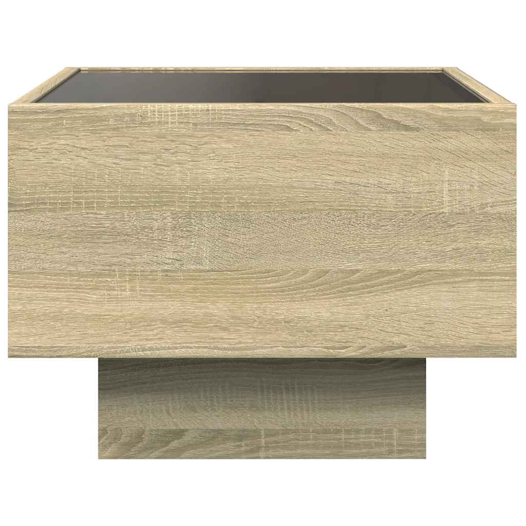 Bočni stolić LED boja hrasta 40 x 40 x 30 cm konstruirano drvo