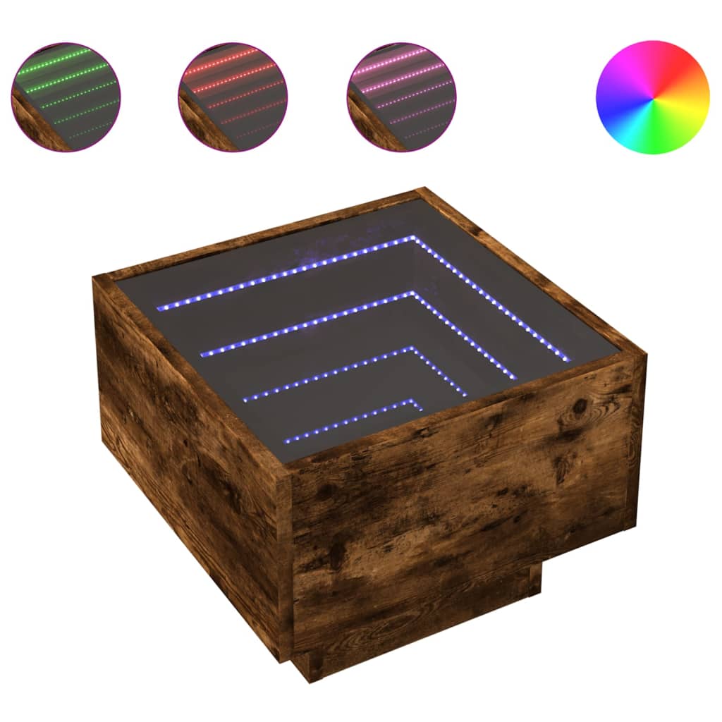 Bočni stolić LED boja hrasta 40 x 40 x 30 cm konstruirano drvo