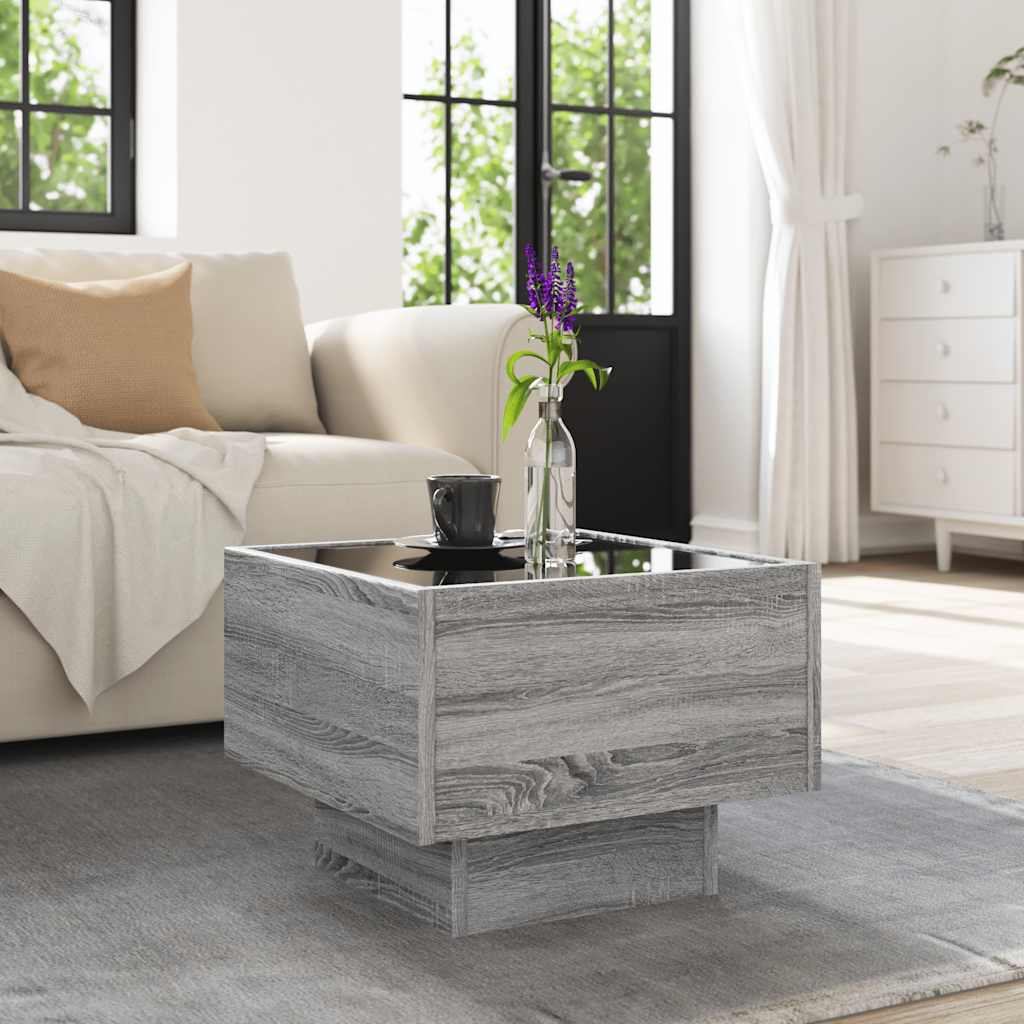 Bočni stolić LED boja hrasta 40 x 40 x 30 cm konstruirano drvo
