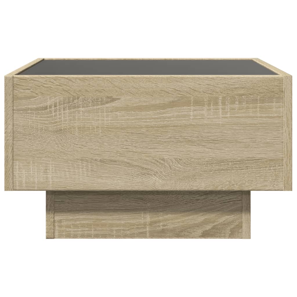 Stolić za kavu LED boja hrasta 50x50x30 cm konstruirano drvo
