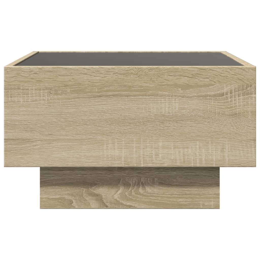 Stolić za kavu LED boja hrasta 50x50x30 cm konstruirano drvo