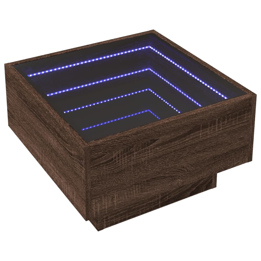 Stolić za kavu LED boja hrasta 50x50x30 cm konstruirano drvo
