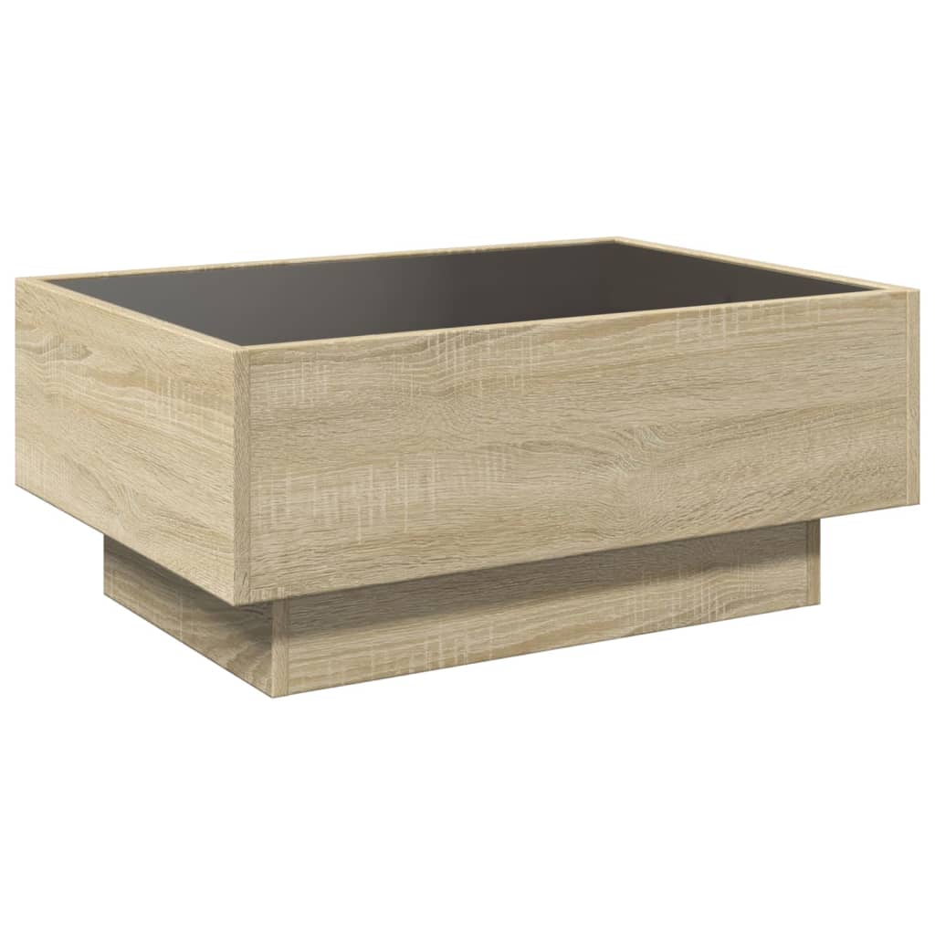 Stolić za kavu LED boja hrasta 70x50x30 cm konstruirano drvo