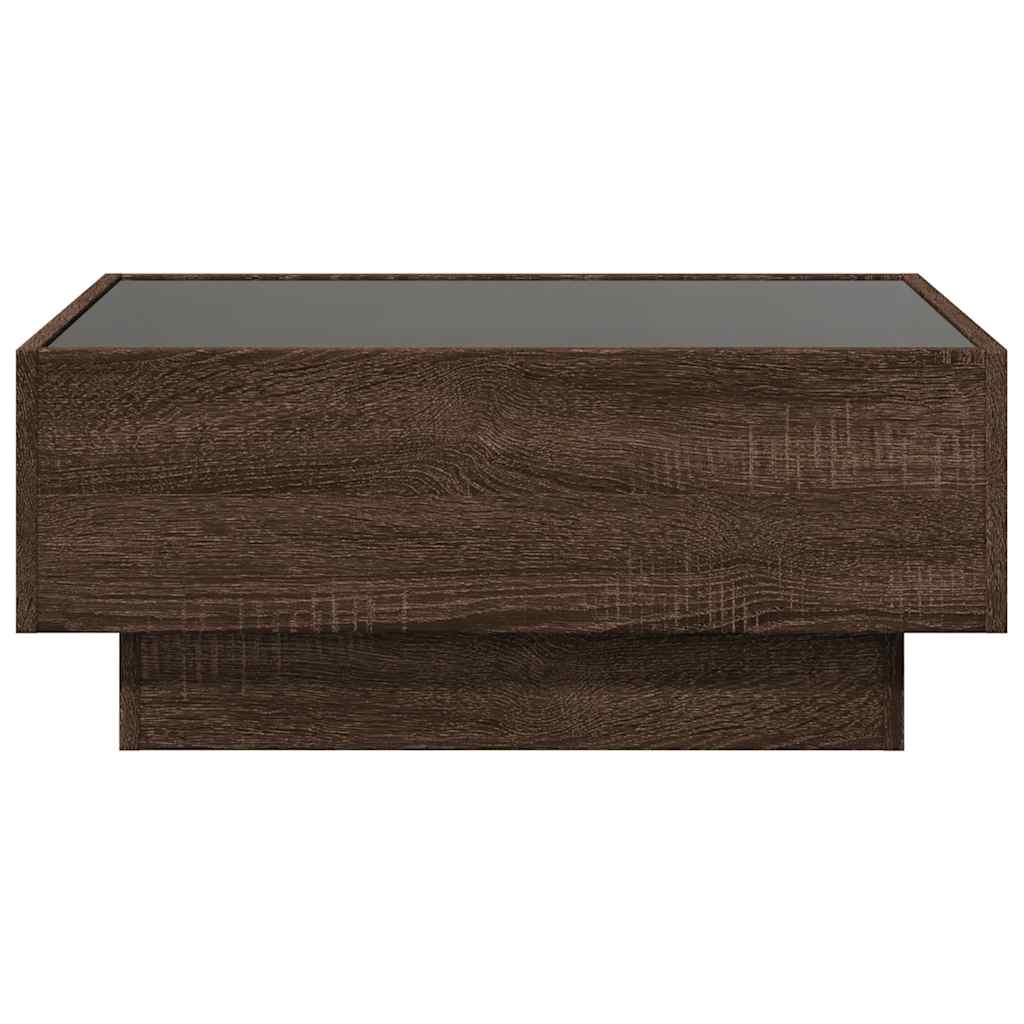 Stolić za kavu LED boja hrasta 70x50x30 cm konstruirano drvo