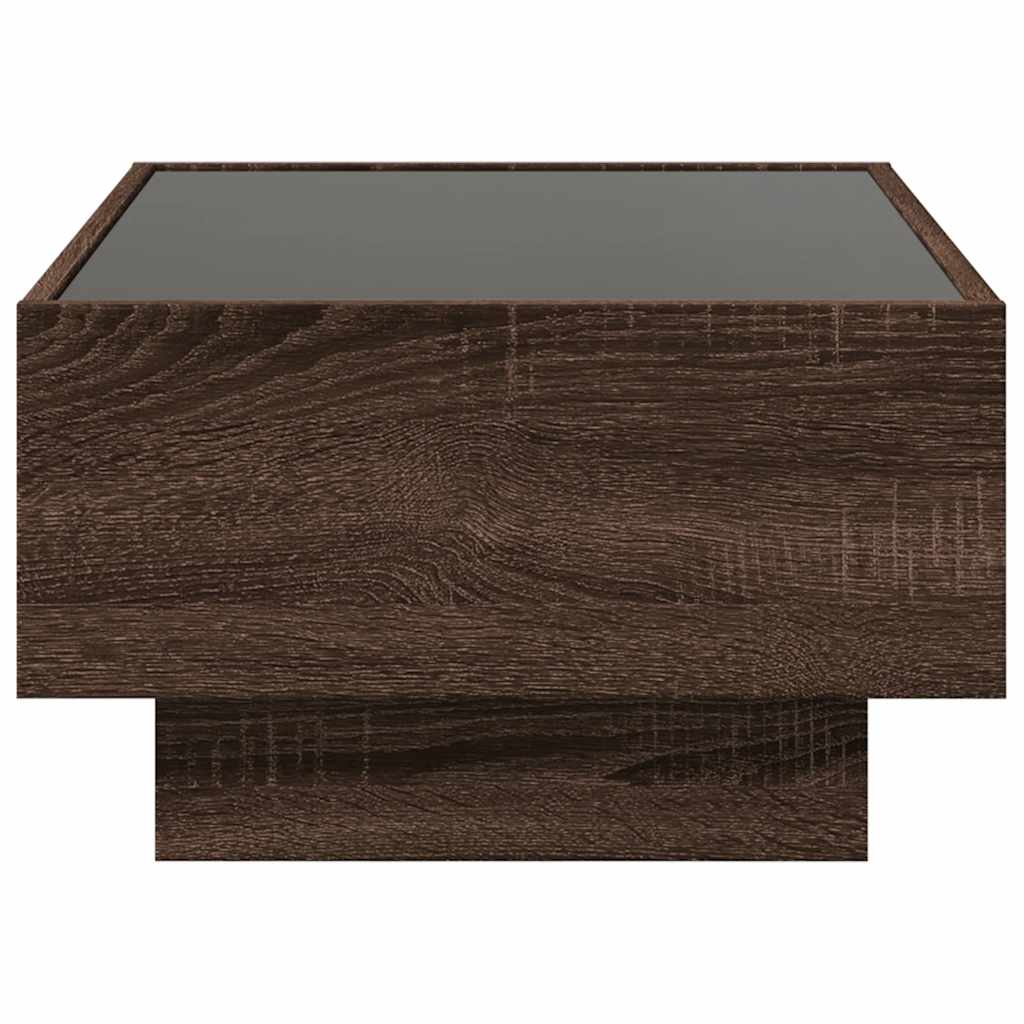 Stolić za kavu LED boja hrasta 70x50x30 cm konstruirano drvo