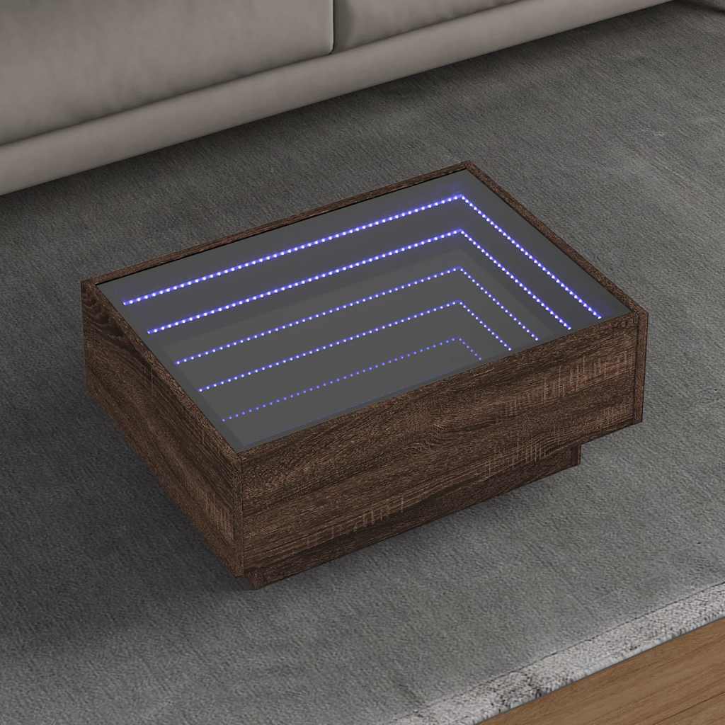 Stolić za kavu LED boja hrasta 70x50x30 cm konstruirano drvo