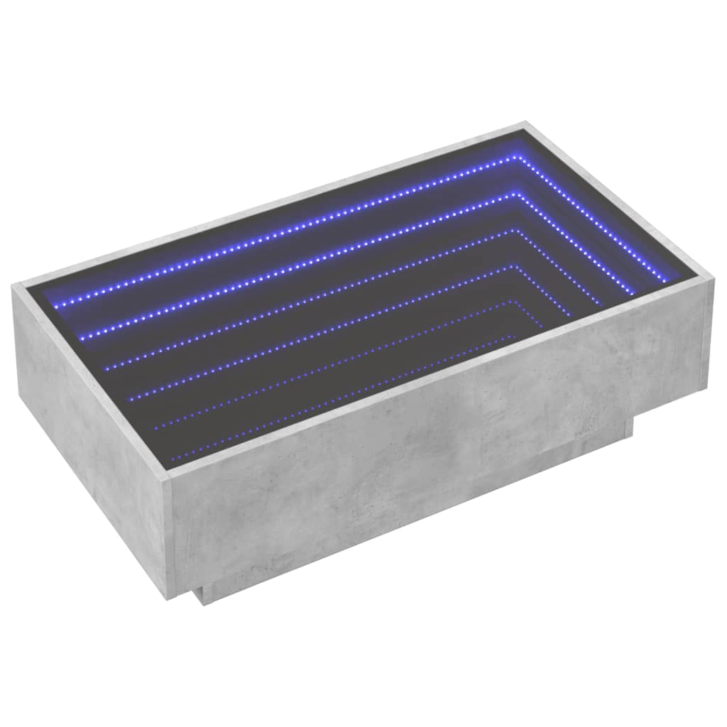 Stolić za kavu LED siva boja betona 90x50x30 cm drveni
