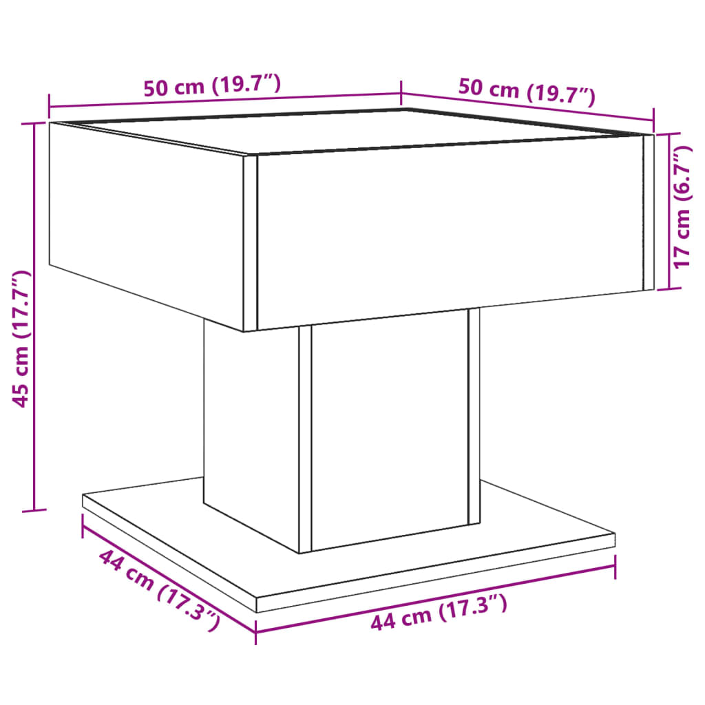 Stolić za kavu LED bijeli 50x50x45 cm od konstruiranog drva