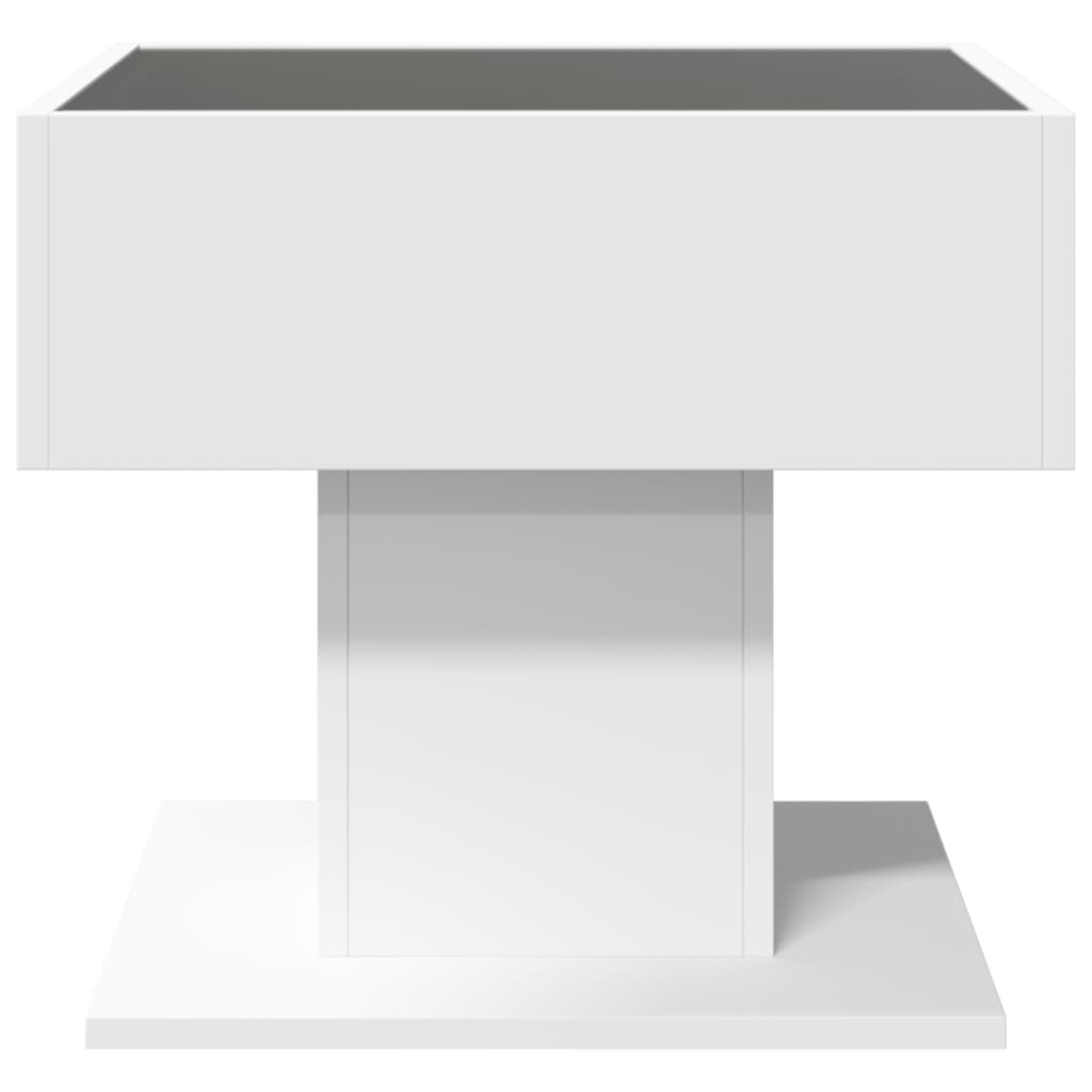 Stolić za kavu LED bijeli 50x50x45 cm od konstruiranog drva