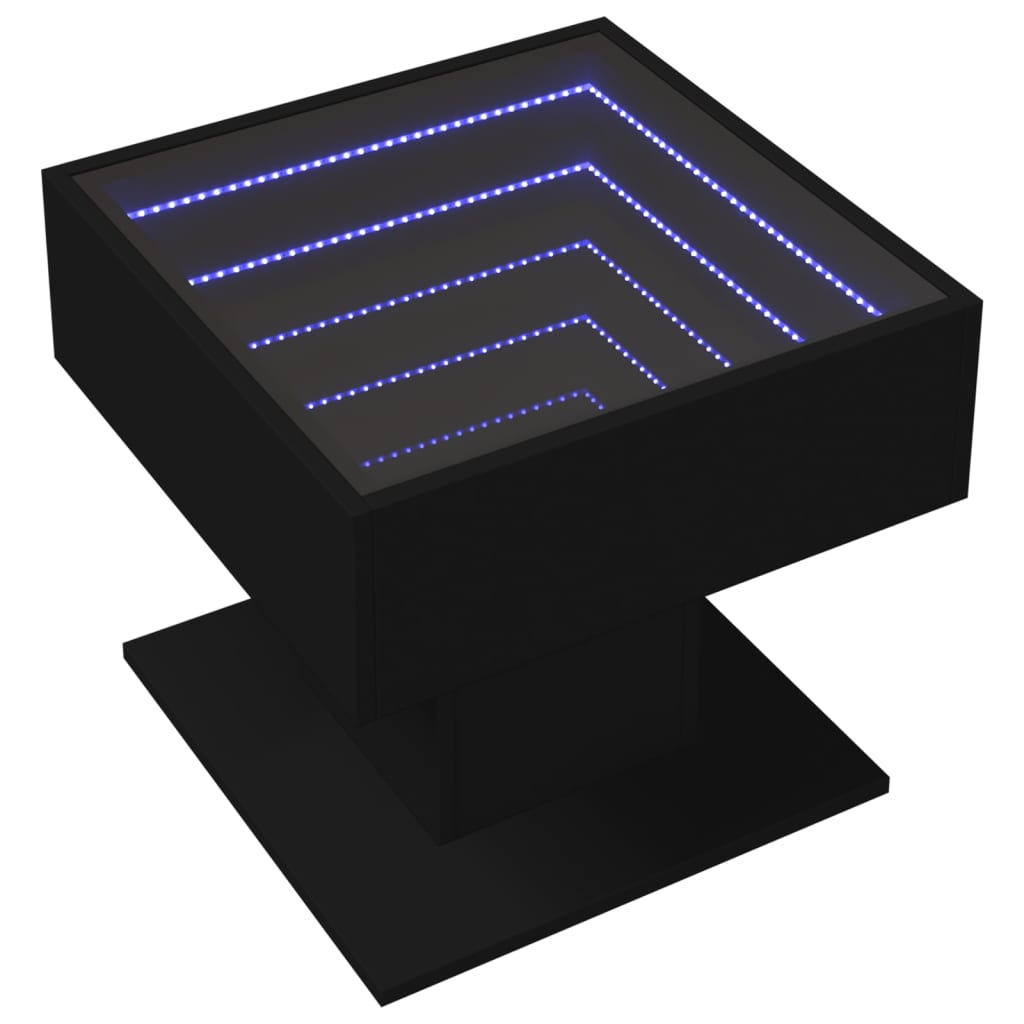 Stolić za kavu LED crni 50x50x45 cm od konstruiranog drva
