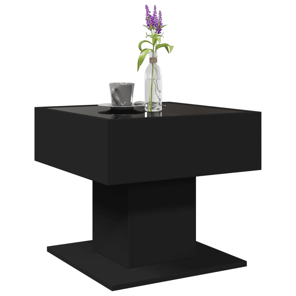 Stolić za kavu LED crni 50x50x45 cm od konstruiranog drva