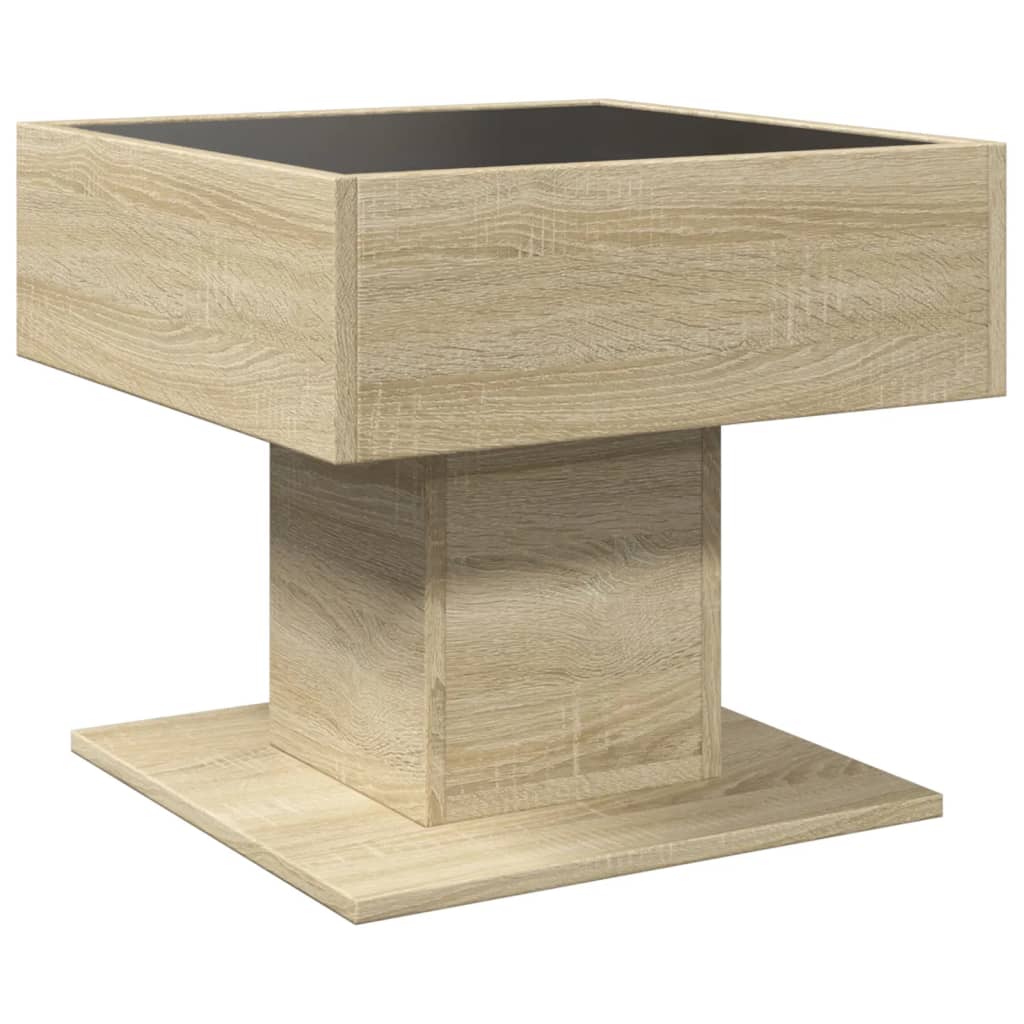 Stolić za kavu LED boja hrasta 50x50x45 cm konstruirano drvo