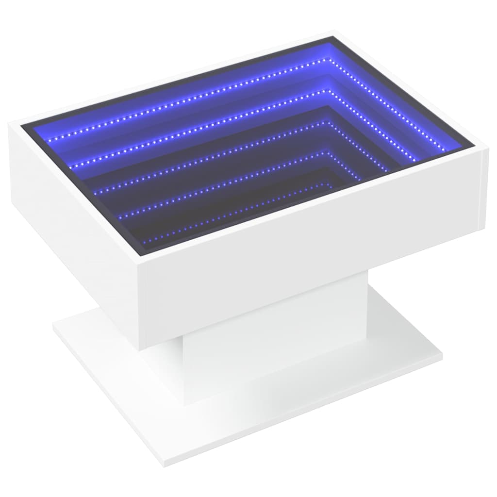 Stolić za kavu s LED bijeli 70x50x45 cm od konstruiranog drva