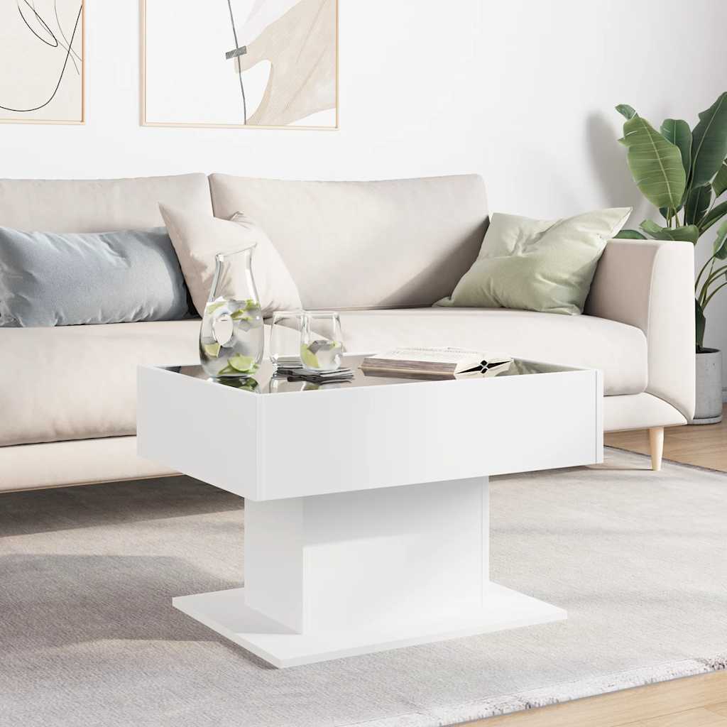 Stolić za kavu s LED bijeli 70x50x45 cm od konstruiranog drva