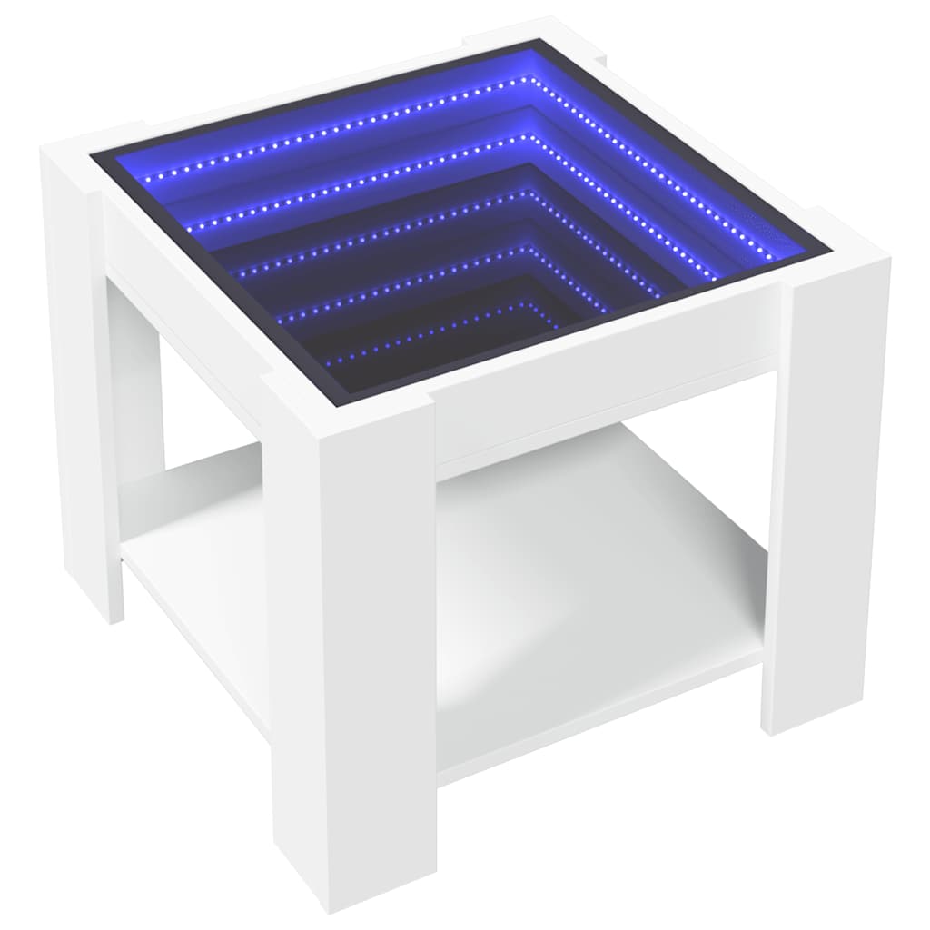 Stolić za kavu LED bijeli 53x53x45 cm od konstruiranog drva