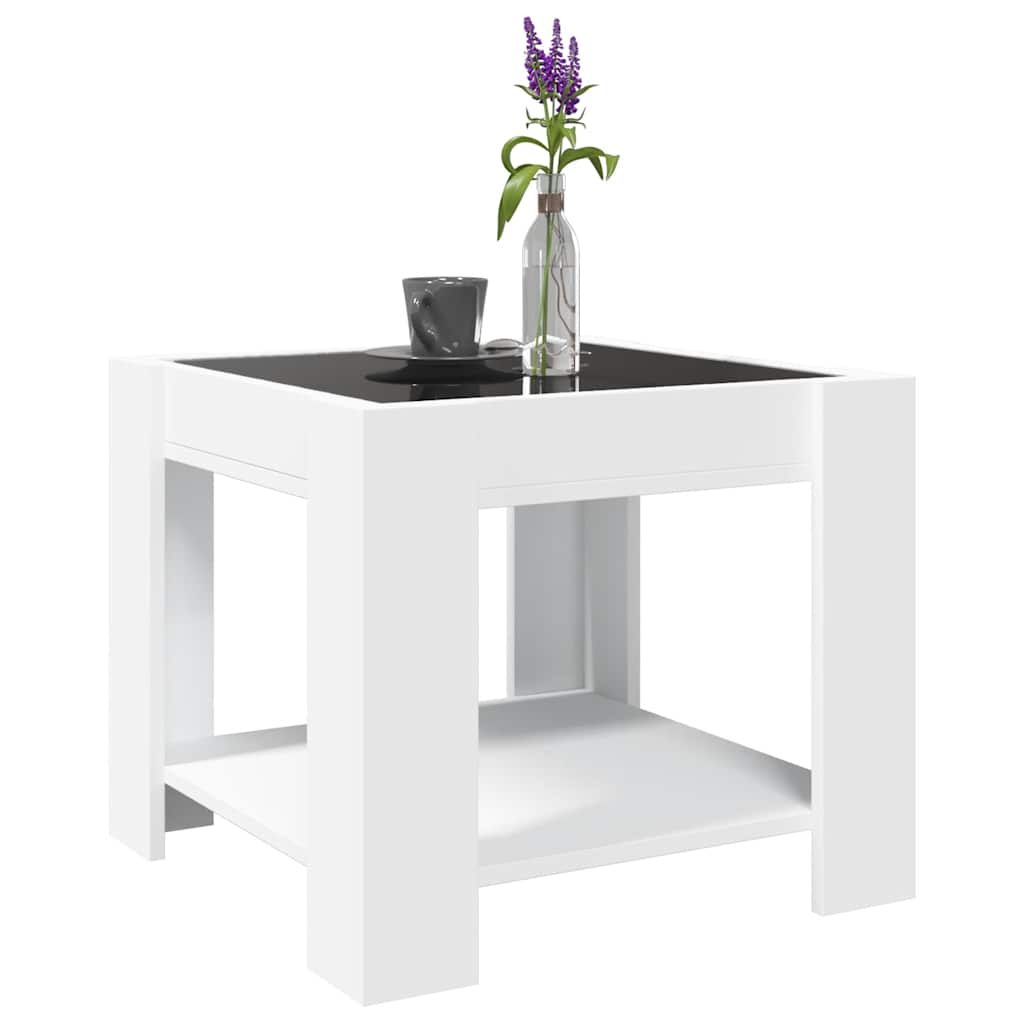 Stolić za kavu LED bijeli 53x53x45 cm od konstruiranog drva