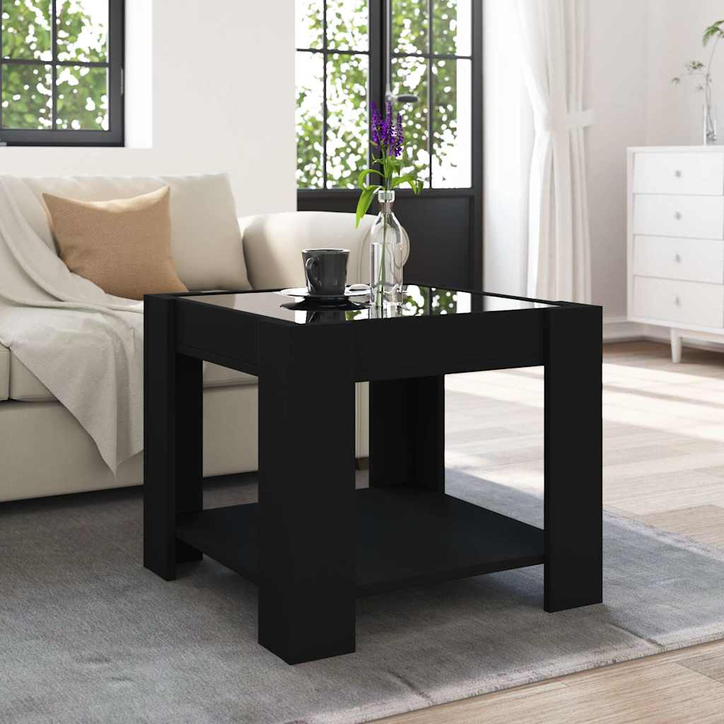 Stolić za kavu LED crni 53x53x45 cm od konstruiranog drva