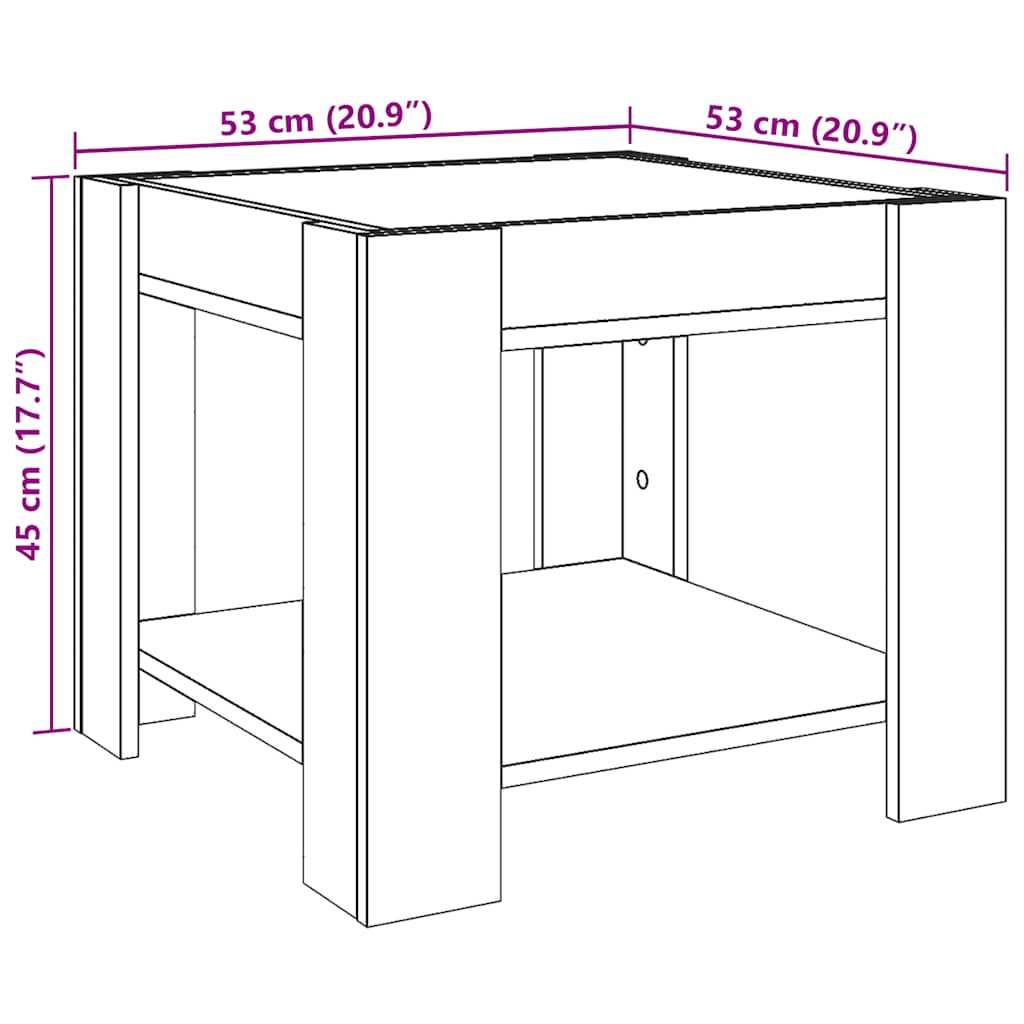Stolić za kavu LED boja hrasta 53x53x45 cm konstruirano drvo