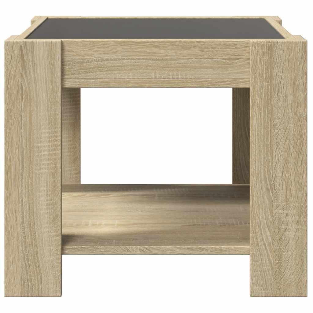 Stolić za kavu LED boja hrasta 53x53x45 cm konstruirano drvo