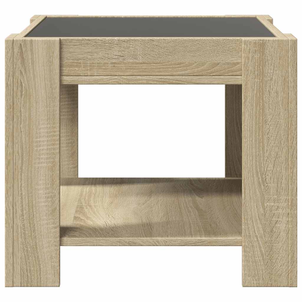 Stolić za kavu LED boja hrasta 53x53x45 cm konstruirano drvo