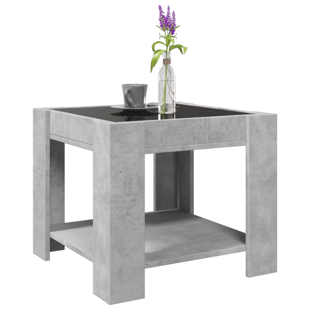 Stolić za kavu LED siva boja betona 53x53x45 cm drveni