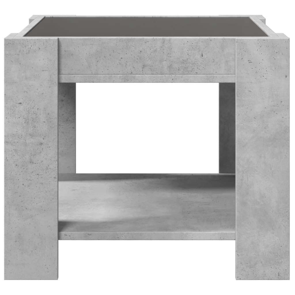 Stolić za kavu LED siva boja betona 53x53x45 cm drveni